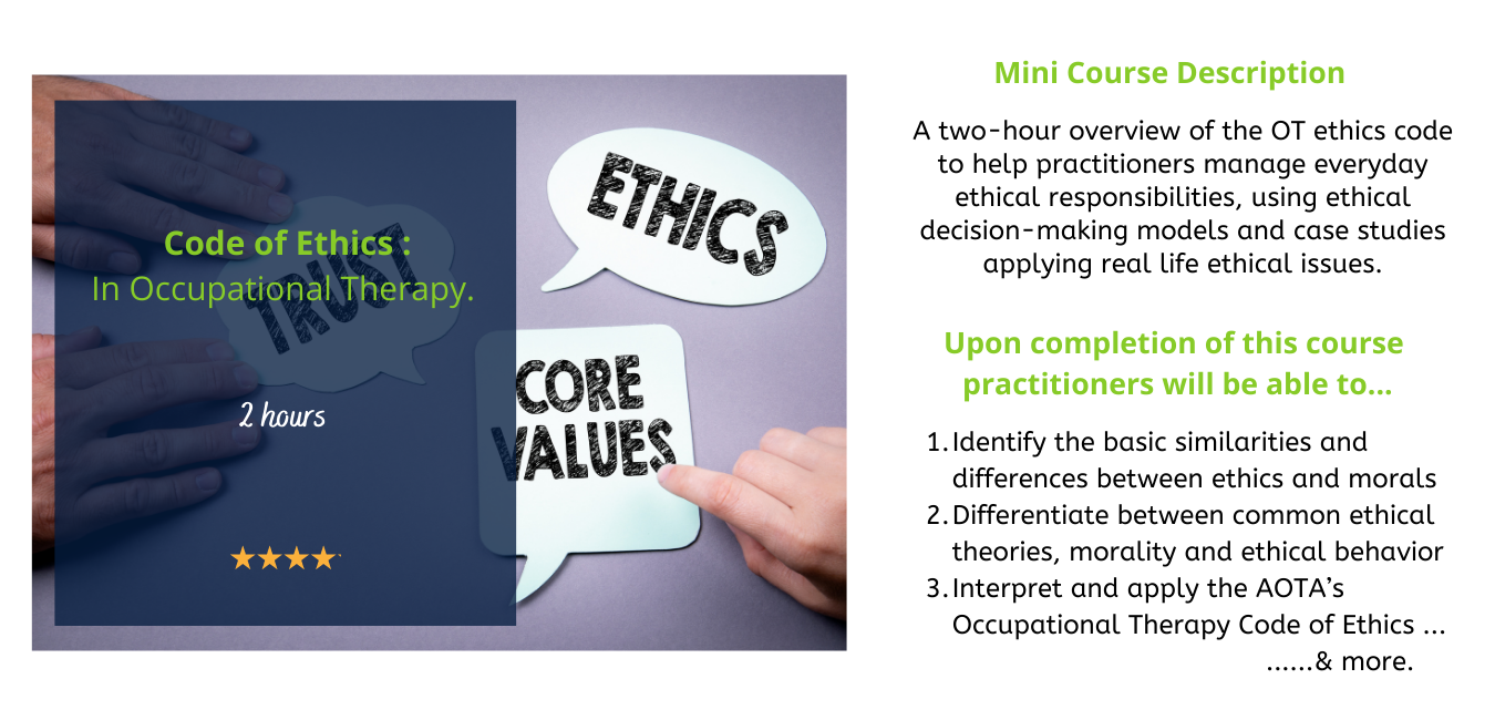 Dr Aditi the OT Code of Ethics in Occupational Therapy Course Title Screen